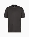 Emporio Armani Asv Lyocell-blend Jersey T-shirt With All-over Micro Eagle Embroidery In Black
