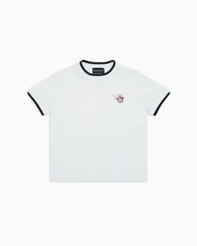 Emporio Armani Kids' Asv Lyocell Blend Jersey T-shirt With Logo Embroidery