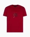 Emporio Armani Asv Lyocell Blend Jersey T-shirt With Lunar New Year Embroidery In Red