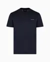 Emporio Armani Official Store Lyocell-blend Jersey T-shirt With Asv Micro Logo Lettering In Navy Blue