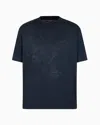 Emporio Armani Asv Lyocell-blend Jersey T-shirt With Oversized Eagle Embroidery And Print In Black