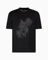 Emporio Armani Asv Lyocell-blend Jersey T-shirt With Print And Floral Embroidery In Black