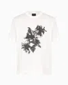 Emporio Armani Asv Lyocell-blend Jersey T-shirt With Print And Floral Embroidery In White
