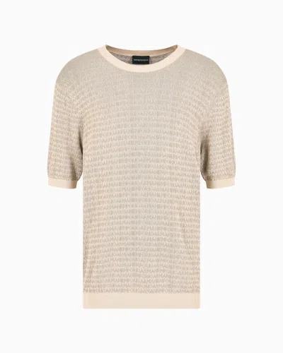Emporio Armani Asv Lyocell-blend Jumper With Lettering Intarsia In Silver Linning Micro