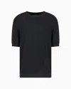Emporio Armani Asv Lyocell-blend Jumper With Lettering Intarsia In Navy Micro Logo