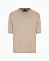 Emporio Armani Asv Lyocell-blend Plain-knit Jumper In Beige