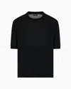 Emporio Armani Asv Lyocell-blend Plain-knit Jumper In Black