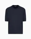 Emporio Armani Asv Lyocell-blend Plain-knit Jumper In Blue