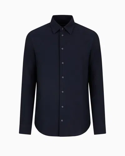 Emporio Armani Asv Lyocell Blend Super-fine Jersey Shirt In Blue