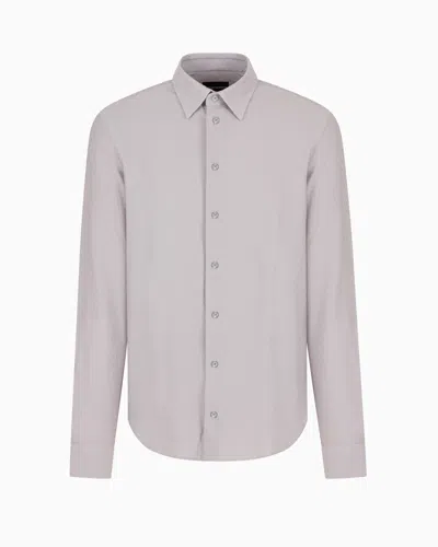 Emporio Armani Asv Lyocell Blend Super-fine Jersey Shirt In Grey