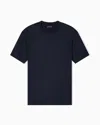 Emporio Armani Asv Lyocell Jersey Blend T-shirt With Domed Logo In Blue