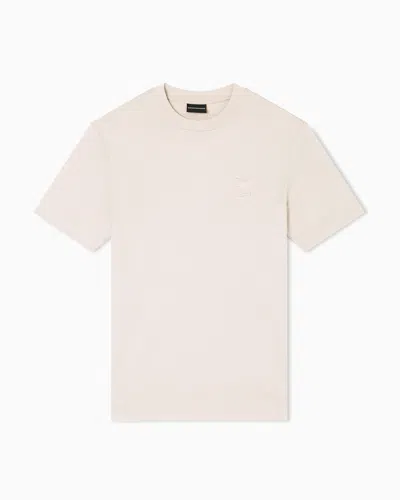 Emporio Armani Asv Lyocell Jersey Blend T-shirt With Domed Logo In Sand