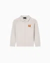 Emporio Armani Asv Manga Bear Crew Organic Interlock Jersey Comfort-fit Zip-up Sweatshirt In Neutral