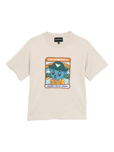 Emporio Armani Kids' Asv Manga Bear T-shirt In Neutral