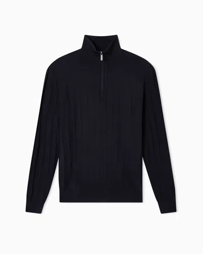 Emporio Armani Asv Mock-neck Jumper In A Check Knit In Multi
