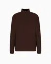 Emporio Armani Asv Mock-neck Jumper In A Check Knit In Brown