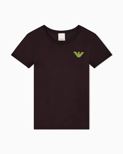 Emporio Armani Asv New York Capsule Collection Jersey T-shirt With Oversized Print In Brown