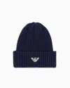 Emporio Armani Asv New York Capsule Collection Ribbed Wool-blend Beanie In Blue