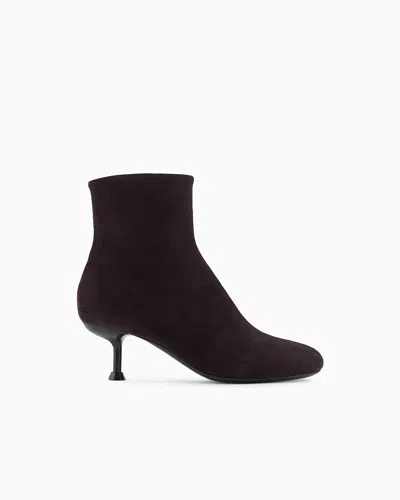 Emporio Armani Asv New York Capsule Collection Suede Ankle Boots With Kitten Heel