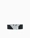 Emporio Armani Asv New York Smooth Leather Belt With Eagle Plate In Black