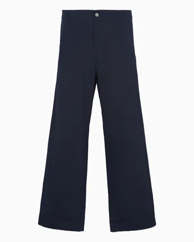 Emporio Armani Official Store Sustainable Collection Organic Gabardine Chinos In Navy Blue