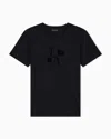 Emporio Armani Asv Organic-jersey T-shirt With A Flocked Logo Print In Black
