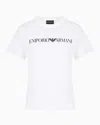 Emporio Armani Official Store Armani Sustainability Values Organic-jersey T-shirt With Logo Print In White Logo