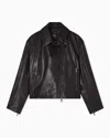 Emporio Armani Asv Oversized Biker Jacket In Vegetable-tanned Nappa Lambskin In Brown