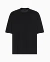 Emporio Armani Asv Oversized T-shirt In Lyocell-blend Jersey With Oversized Flower Embroidery In Black