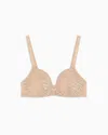 Emporio Armani Asv Padded Triangle Bra In Recycled Mesh With All-over Logo Lettering