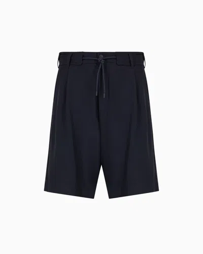 EMPORIO ARMANI ASV PEACHSKIN LYOCELL BERMUDA SHORTS WITH DARTS AND DRAWSTRING