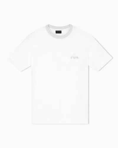 Emporio Armani Asv Piqué T-shirt With Super-embossed Ea Embroidery In White