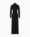 Emporio Armani Asv Polygon Capsule Collection Viscose Crêpe Interlock Long Dress In Black