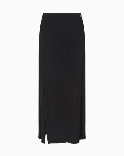 Emporio Armani Asv Polygon Capsule Collection Viscose Crêpe Interlock Skirt In Black