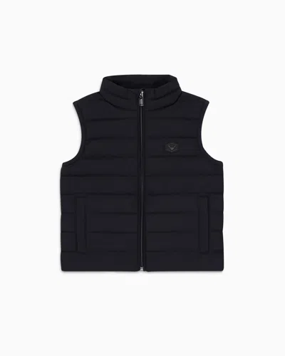 Emporio Armani Kids' Quilted-nylon Puffer Gilet With Recycled Down In Navy Blue
