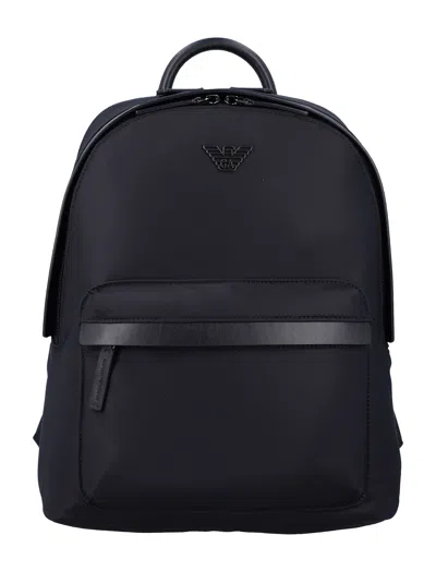 Emporio Armani Asv Recycled Nylon Backpack In Black