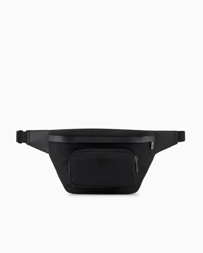 Emporio Armani Asv Recycled-nylon Belt Bag In Black