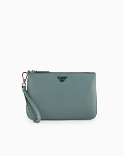 Emporio Armani Asv Recycled-nylon Pouch In Green