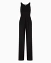 Emporio Armani Official Store Overall Mit V-ausschnitt Aus Funktions-cady In Schwarz