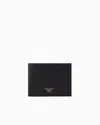 Emporio Armani Asv Regenerated Saffiano Leather Coin-pocket Wallet With Eagle Plate In Black
