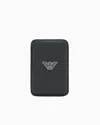 Emporio Armani Asv Regenerated Saffiano Magnetic Card Holder In Black