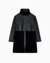 Emporio Armani Asv Reversible Coat In Spanish Merino Shearling Lambskin In Black