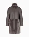 Emporio Armani Asv Reversible Coat In Spanish Merino Shearling Lambskin In Brown