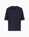 Emporio Armani Asv Silk-blend Jersey V-neck T-shirt In Blue