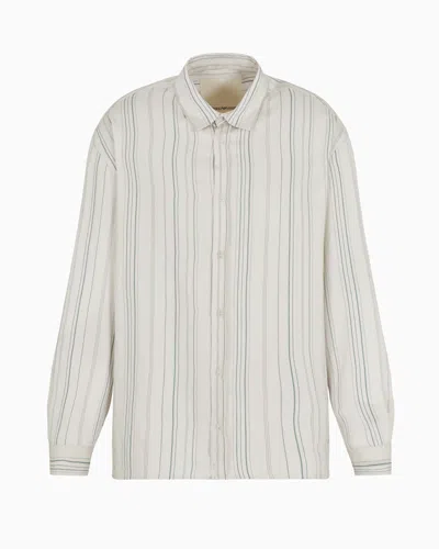 Emporio Armani White Shirt With Striped Pattern In F0078