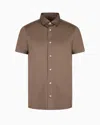 Emporio Armani Asv Short-sleeved Lyocell-blend Jersey Shirt In Brown
