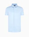 Emporio Armani Asv Short-sleeved Lyocell-blend Jersey Shirt In Blue