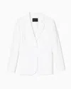 Emporio Armani Asv Single-breasted Blazer In Waffle Weave Technical Fabric In White