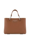 Emporio Armani Asv Small Myea Leather Shopper Bag In Brown