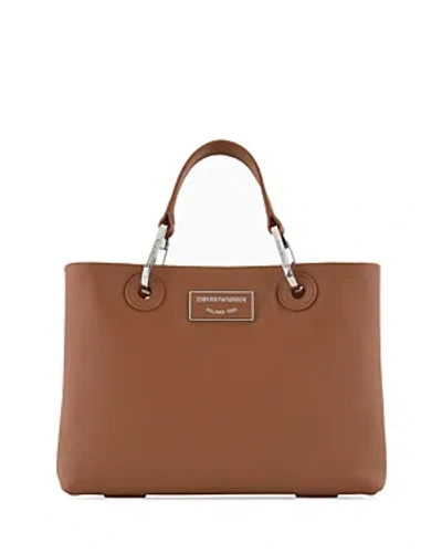Emporio Armani Asv Small Myea Leather Shopper Bag In Brown